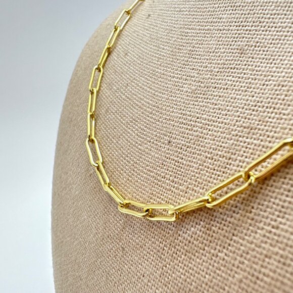 Gold Tone Oval Link Chain Necklace Lobster Claw Clasp Size 20" Length - Picture 2 of 10